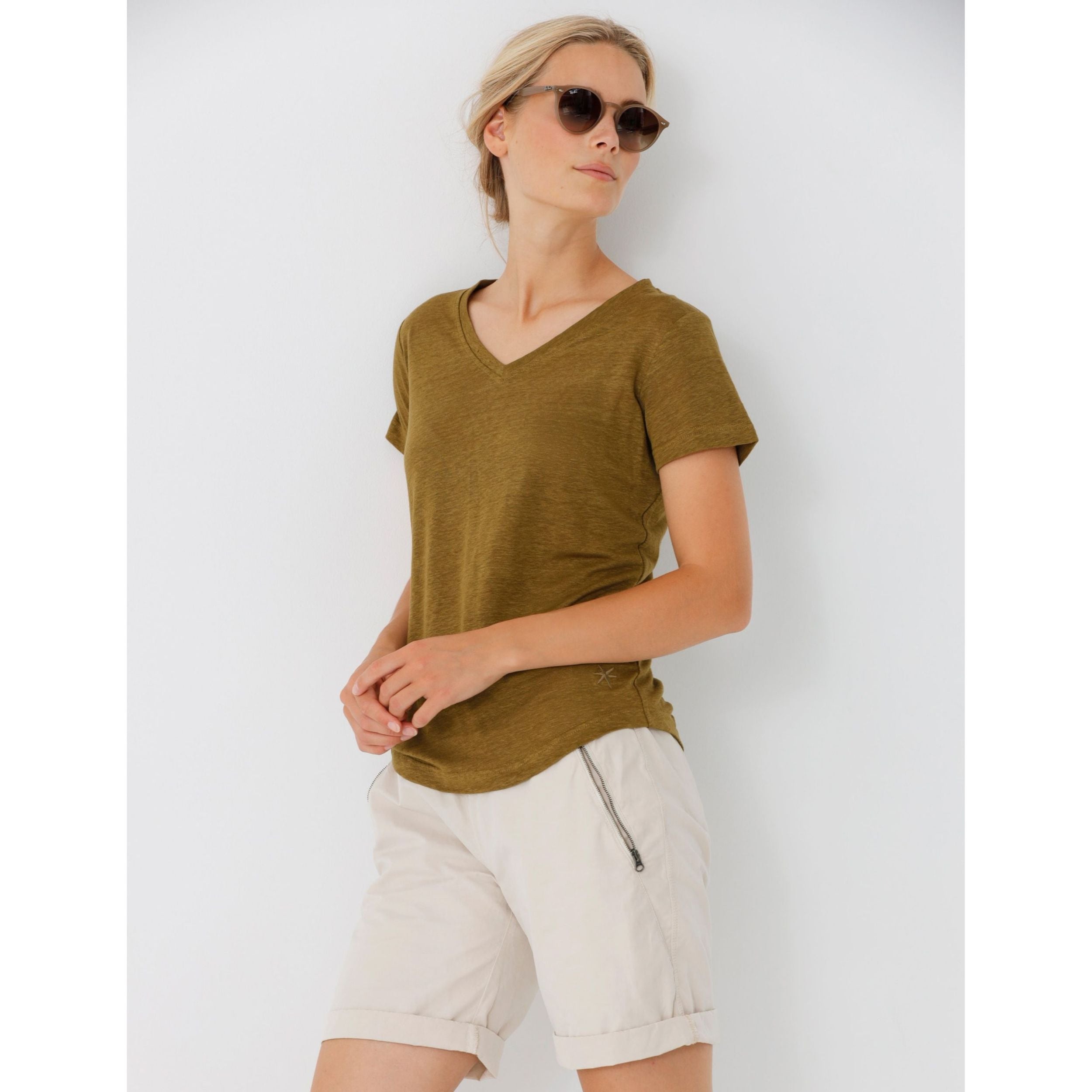 Blue Sportswear T-Shirt "Carolina Linen V-Tee"