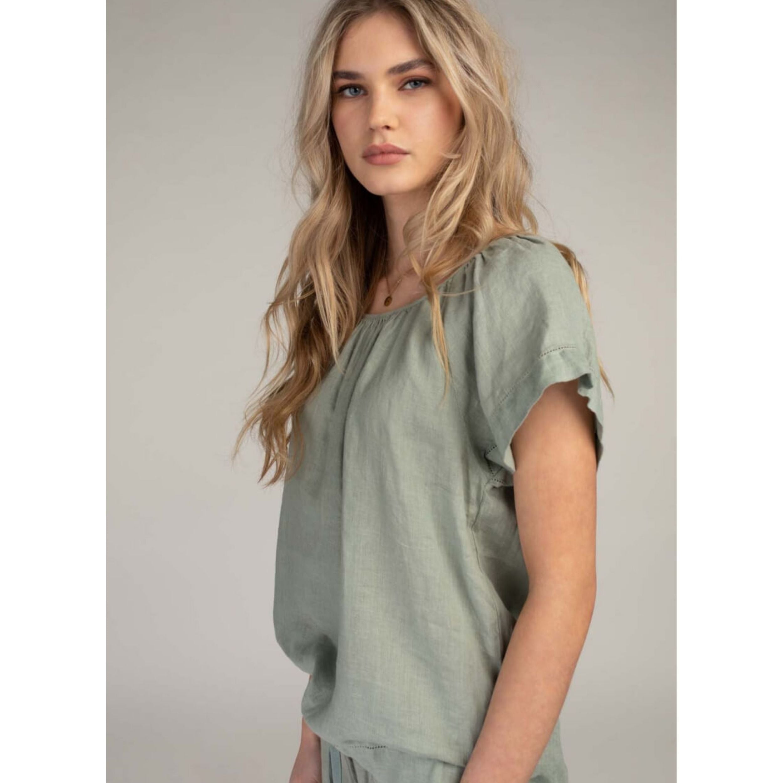 Moscow Design Bluse Teal Solid "Teresa"