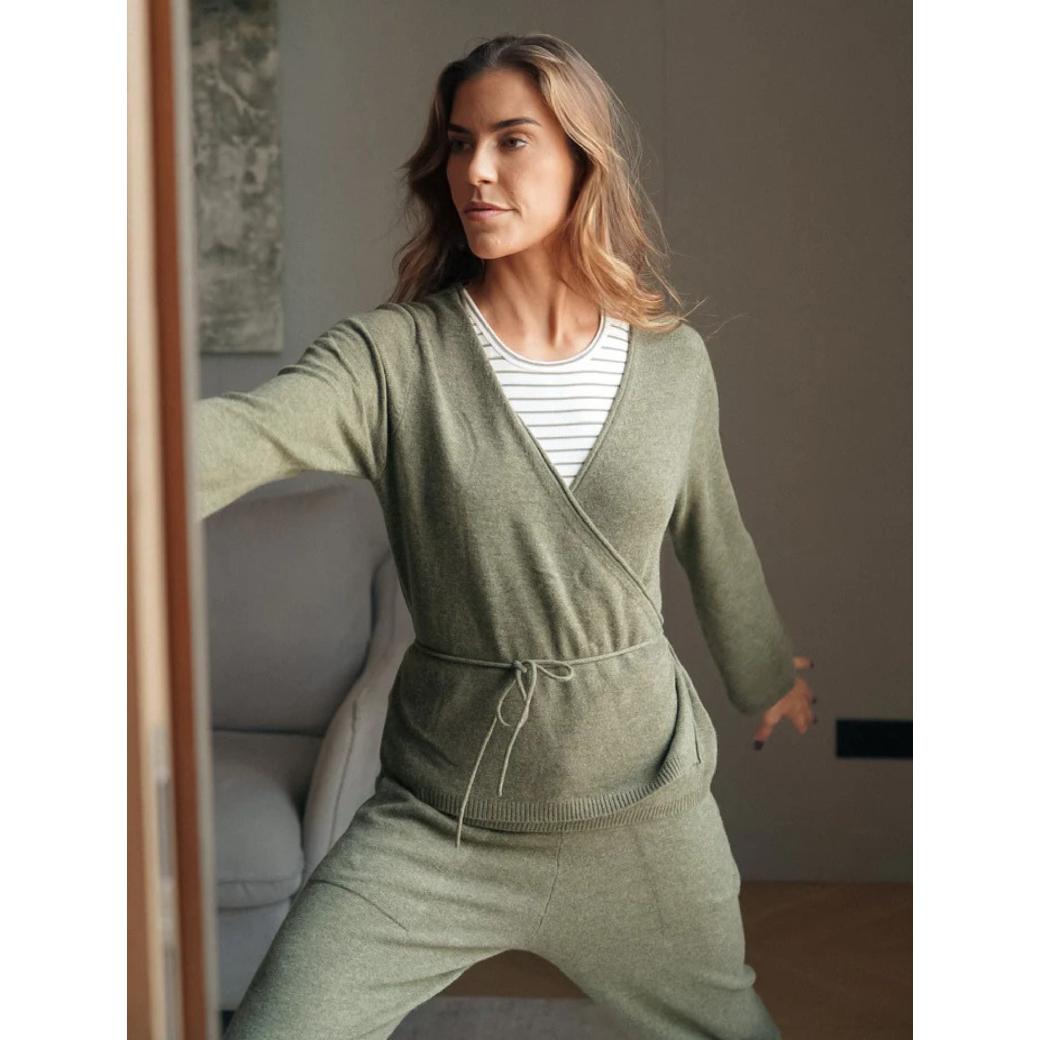 Wickelpullover Blue Sportswear "Spirit Wool Wrap Knit" bequem Wolle